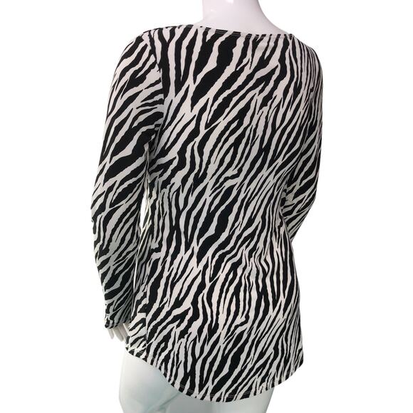 LEL Long Elegant Legs Womens Sz M Zebra Print Tunic Top Stretch Square Neck VTG - Picture 6 of 14